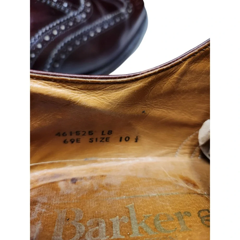 Vintage Barker Brown Leather Wingtip Oxford Shoes Brogue  Classic Heritage 10.5